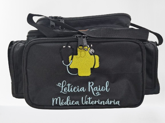 Mini Bolsa  Medicina Veterinária - Bordado Personalizado - Preta -